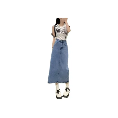 Wooden Rabbit Деним Длинный Юбка Женские
