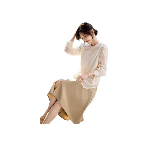 SHANGJING Бежевые Женские Рубашки