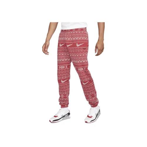 Nike Sportswear Club Флис Вязаные Тренировочные Штаны Мужские Фитнес-Красные