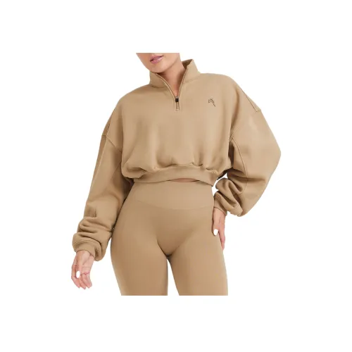 ONER ACTIVE All Day COSY Crop 1 4 Zip Толстовка Женская Светло-Коричневая