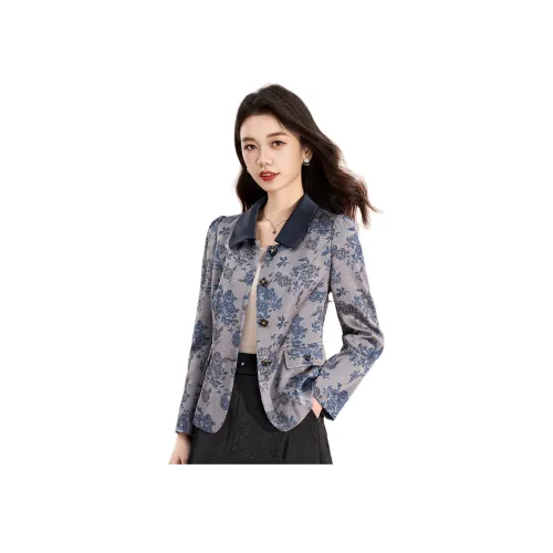 Mylan Spring Autumn Cropped Coat Straight Fit Women's Blue Mylan Весенний Осенний Укороченное Пальто Прямой крой Женский Синий