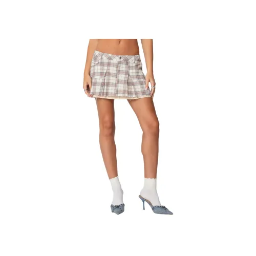 Edikted Roni Клетчатый Плиссированный Мини Юбка Повседневная Короткая Юбка Женская