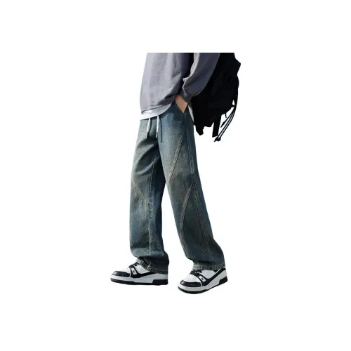 YUQIAN Джинсы Унисекс Винтаж Синий