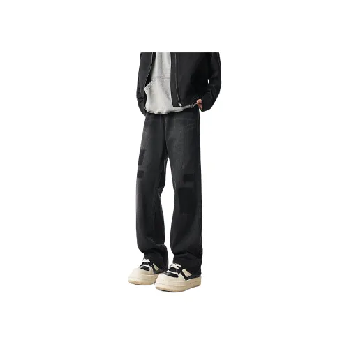 CELUCASN Джинсы Унисекс Градиент Черный