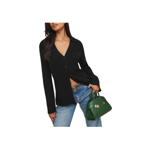 REFORMATION Орех дерева ши Кашемир Collared Кардиган Кашемир Свитер Женские Черный