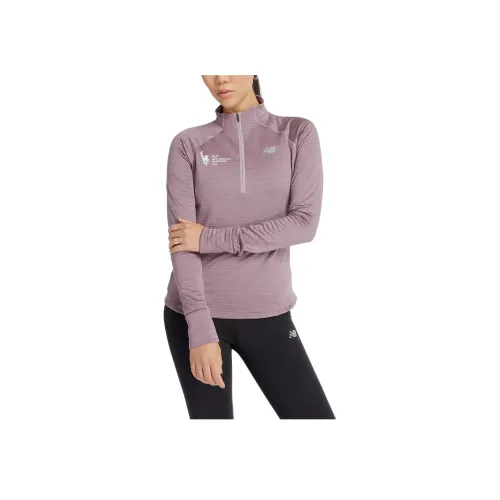 New Balance NYC Marathon AthleticsHeat Сетка Рукав реглан T Рубашка Женские Фиолетовый