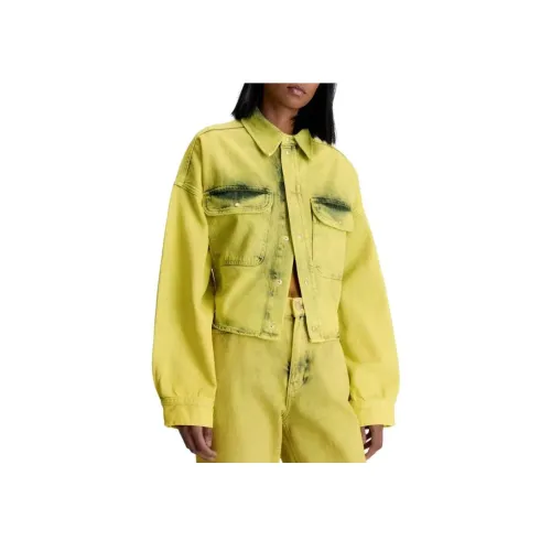 CALVIN KLEIN OVERSIZED Cropped Denim Jacket Women's Yellow
