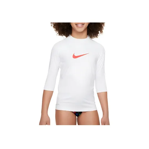 Nike Big Детский Женский Короткий рукав Hydroguard Детский купальник Белый Подростки