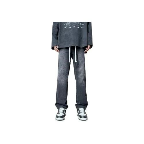 PISYPOX Черно-серый цвет унисекс джинсы