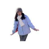 Синий хлопковый пуховик