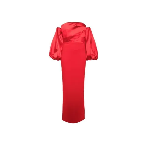 SOLACE LONDON FW24 Длинное платье с длинными рукавами женское красное