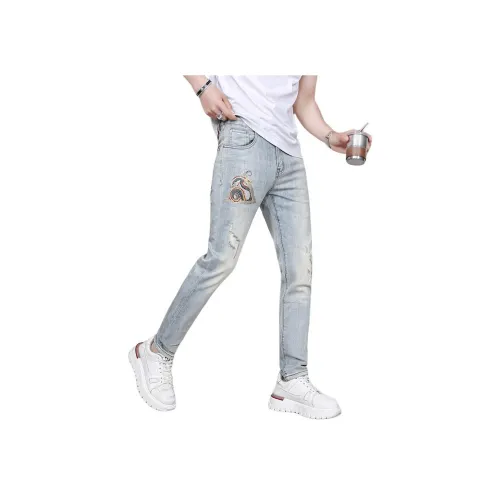 UOOHE Синие Унисекс Джинсы