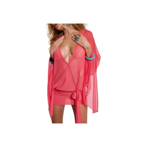 Jaded London Aria Сетка Plunge Мини Платье Арбузный Длинный Sleeved Платье Женские