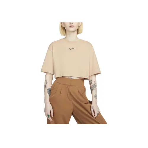 NIKE Льняной желтый Женские короткие топы
