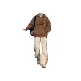 Светлый кофейный свитшот + абрикосовые штаны