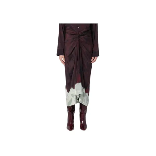 DRIES VAN NOTEN Коричнево-красные Женские Повседневные Длинные Юбки