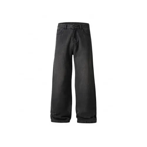 JFU Черный Серый Цвет Мужские Джинсы