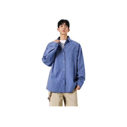 MISS FLY Цветные синие унисекс рубашки