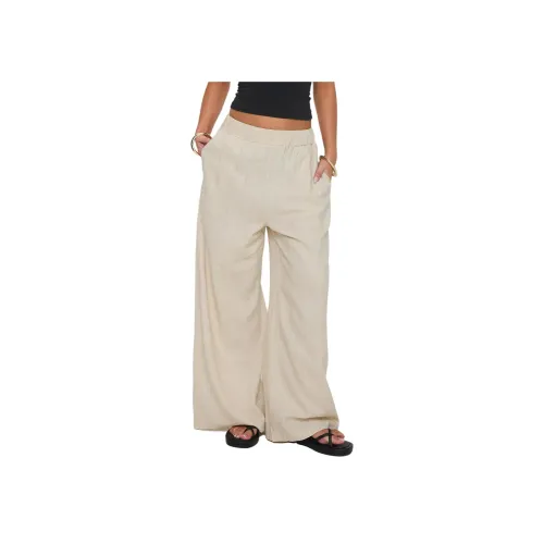 PRINCESS POLLY PELLEGRINI Linen Wide Leg Pants Casual Pants Women's Natural Natural