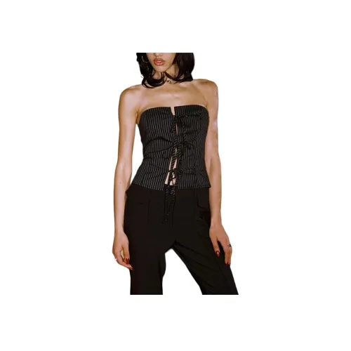 PRINCESS POLLY Haraka Без бретелей Топ Без бретелей Топ Женские Черный Stripe Черные полосы