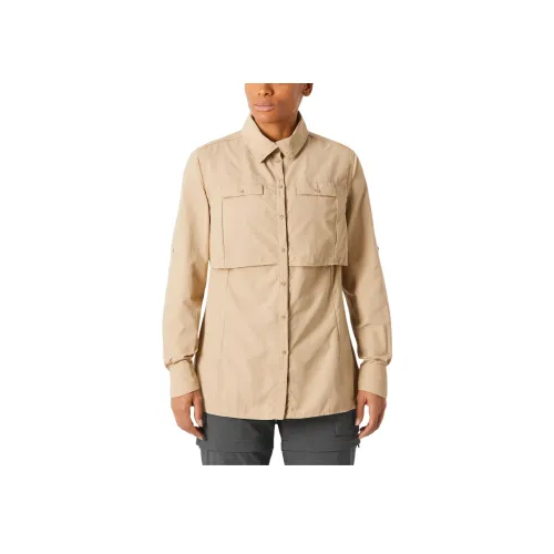 DECATHLON FORCLAZ Рубашка Женская Молочно-чайный Коричневый