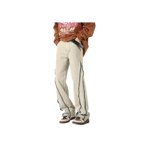 MGXEK Грязно-желтые унисекс джинсы