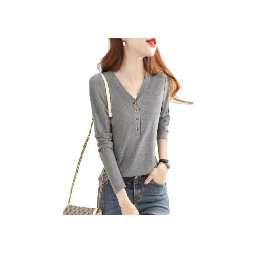 Mo Han Yi Mei Стандартная T-рубашка Женская Серого цвета