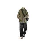 Двухкомпонентный комплект (Зеленая куртка + Черные джинсовые штаны)