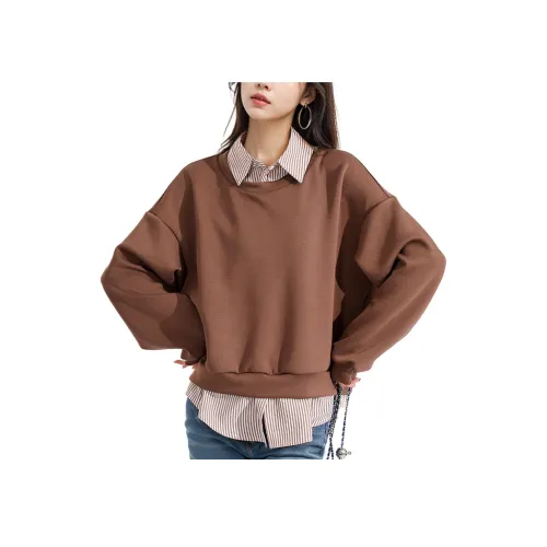 Wbwq Толстовка Женская Кофейная Полосатая