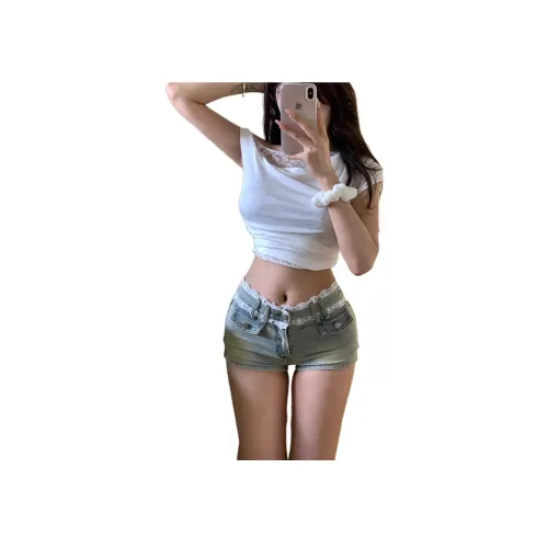 Мед Джинсовые шорты Женские Светло-синий