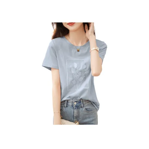 Mo Han Yi Mei T Рубашка Женская Серо-Синяя