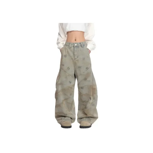 CASTLE WOODS Жёлтые Грязные Женские Джинсы