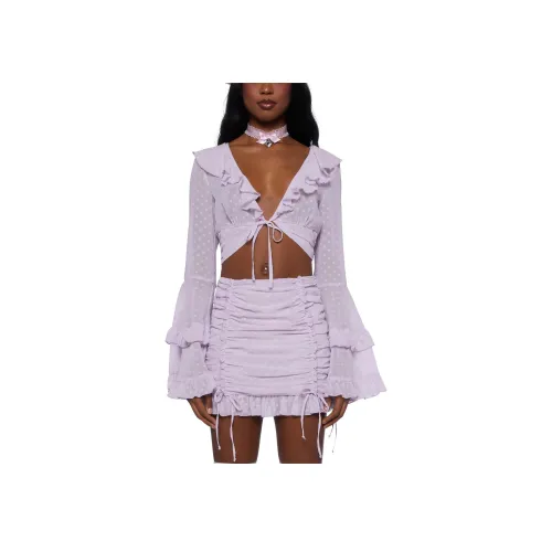 Dolls Kill Sugar Thrillz Hearts Aglow Сетка CROP TOP CROP TOP Женские Фиолетовый Фиолетовый