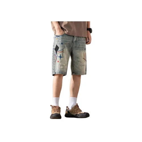 GEOGRE ALEX Blue Men's Denim Shorts GEOGRE ALEX Синий Мужские Джинсовые Шорты