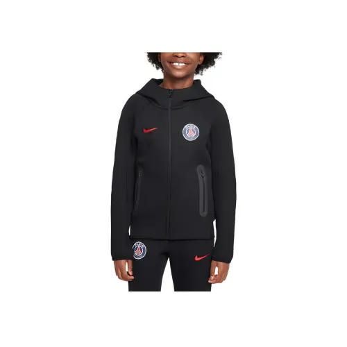 Nike Толстовка Paris Saint Germain Tech Fleece Football Full Zip Hoodie Черный Подростки