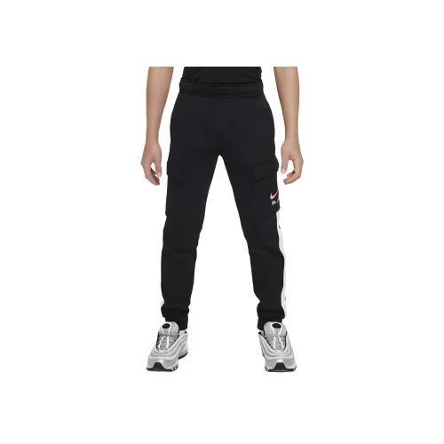 nike Старший Детский Флис Карго Брюки Повседневные Брюки Подростки Черный Белый