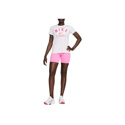 nike T-рубашка Женская Белая Ярко-розовая
