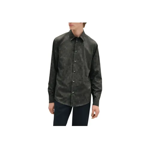 HERMES Хромово-зеленые Мужские Рубашки