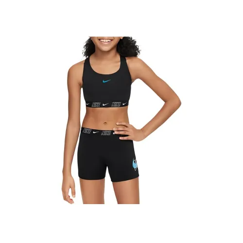 Nike Big Детский Женский Рейсербэк Бикини Шорты Набор Детский Купальник Черный Подростки