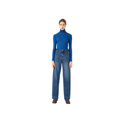 SHUHAOBAI Темно-синий синий женский джинсы