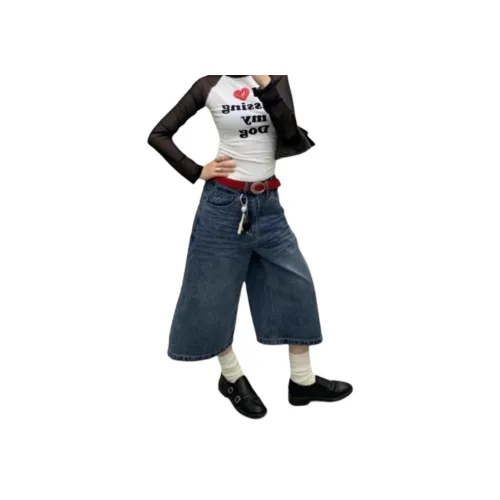 KVIV Blue Men's Denim Shorts KVIV Синий Мужские Джинсовые Шорты