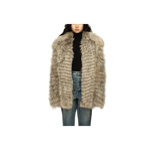 JACQUES WEI Khaki Женские меховые изделия