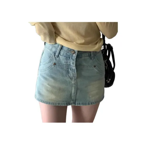 YEARNED Джинсовые короткие юбки Женские Светло-синие