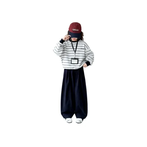 AIXINA Комплект одежды Белый Серый Топ + Темно-синий Низ Школьная Повседневная Спортивная одежда