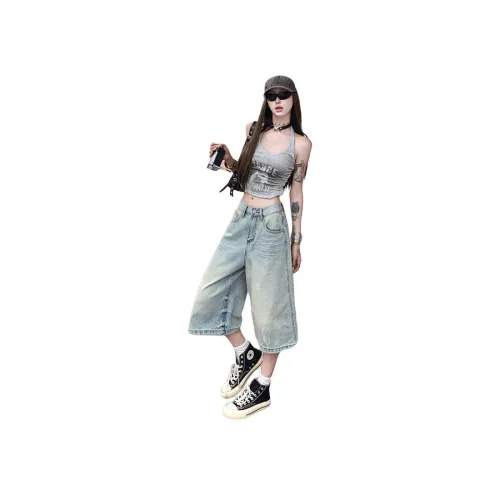 Женские джинсовые шорты Capris светло-синего цвета