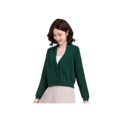 MJ Осенний V-образный вырез Длинный рукав Кардиган Трикотаж Женский