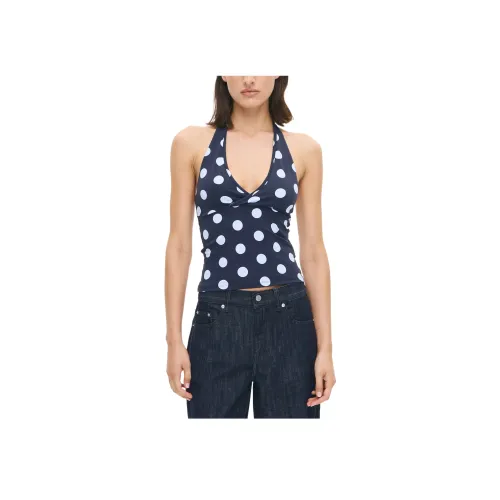 GLASSONS Синие Белые Майки с Точкой для Женщин