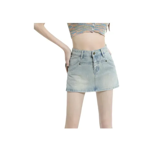 Казахстан Джинсовые короткие юбки Женские Светло-синие