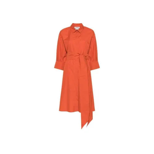 'S MAX MARA Длинное платье с длинными рукавами женское оранжевое