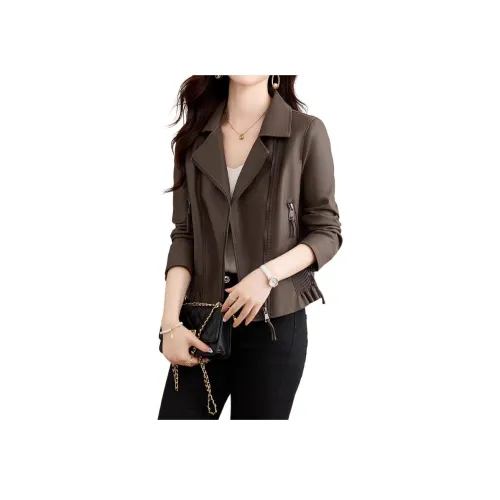 Yi Mengyuan Кожа Куртка Женская